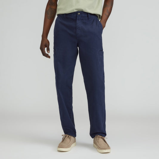 The Organic Cotton Herringbone Refined Cargo | Navy