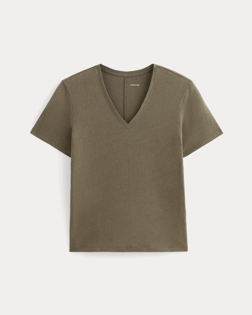 The Slouchy V-Neck Tee in Cotton Linen | Deep Taupe