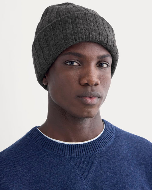 Chunky Ribbed Beanie | Heathered Soot