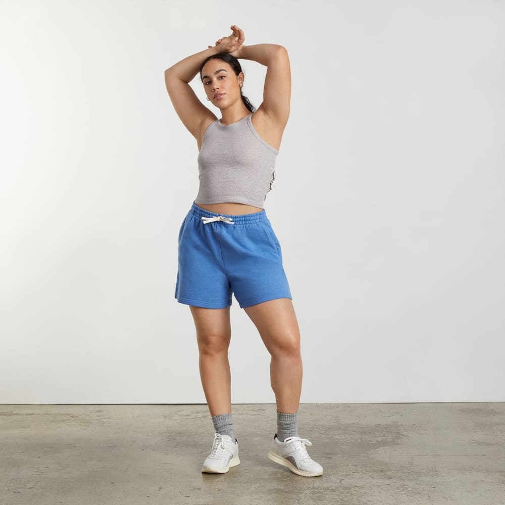 The Track Long Sweatshort | Heathered Denim