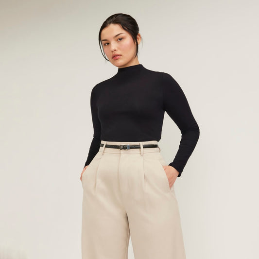 The Supima® Form Funnel Neck Tee | Black