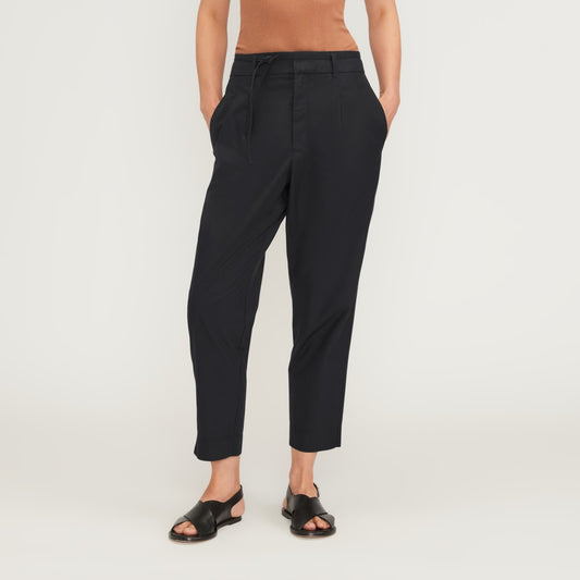 The Poplin Pleated Taper Pant | Black