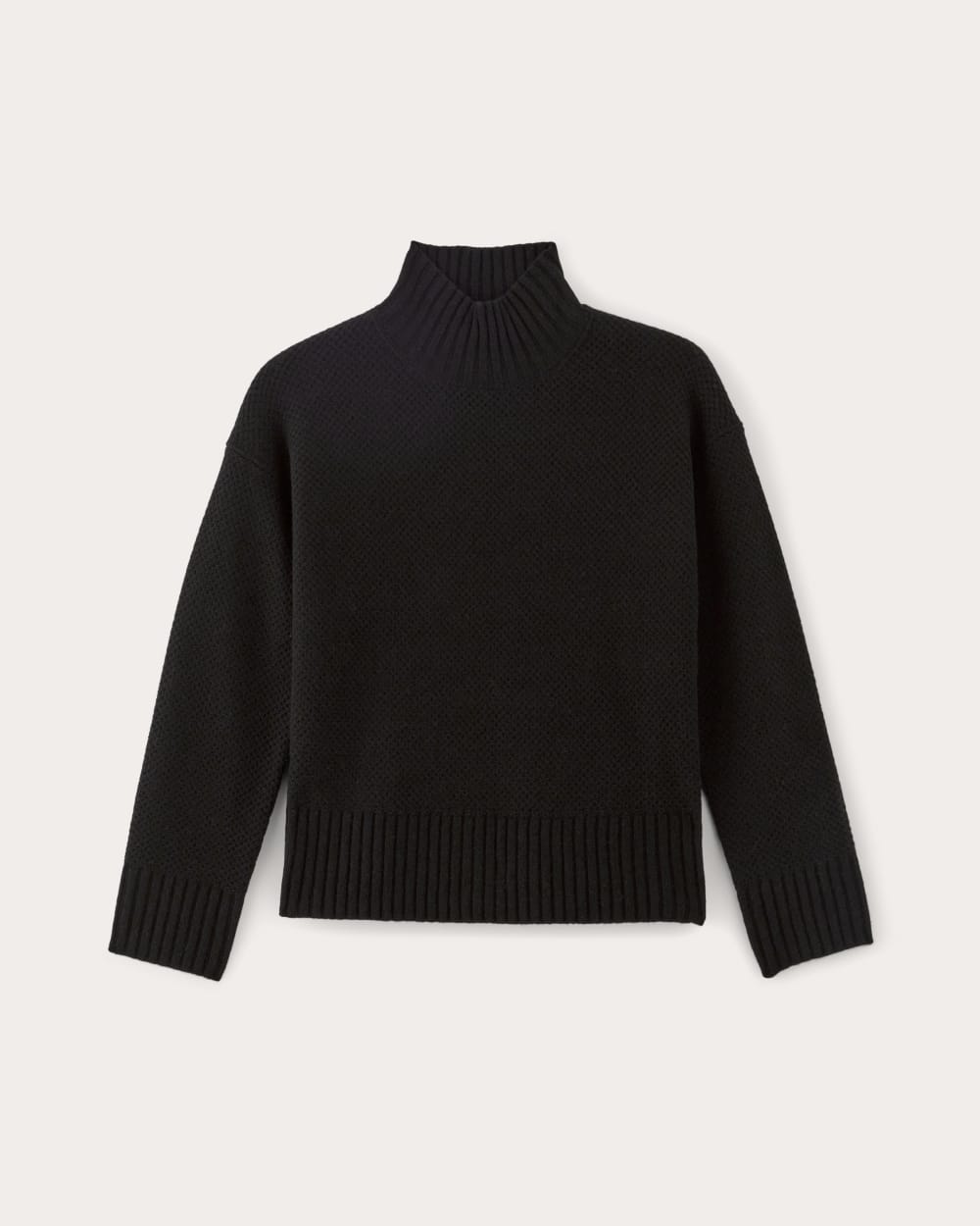 The Honeycomb Funnel Neck in Wool Cashmere | Black