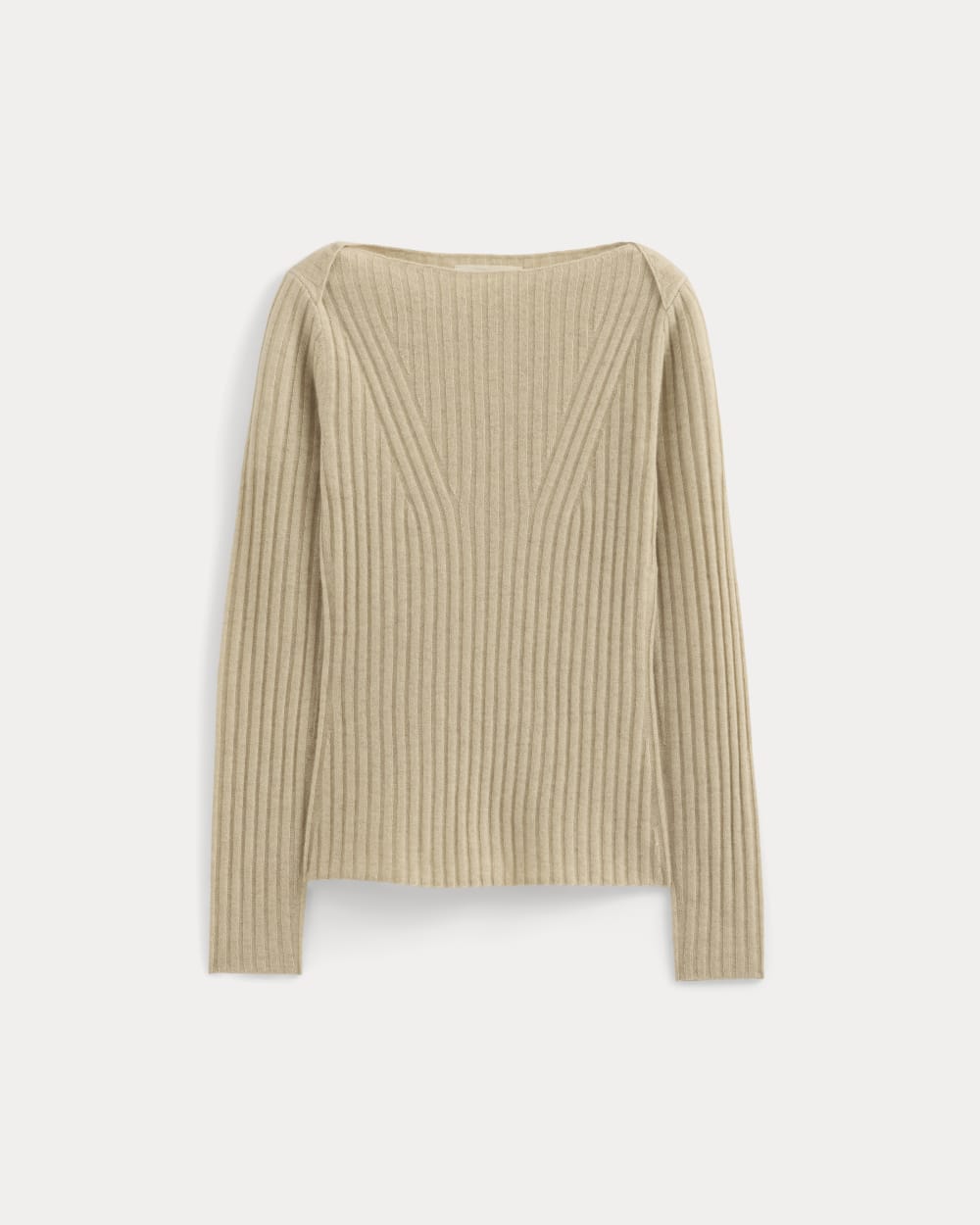Cashmere Ribbed Boat-Neck Sweater | Heather Light Camel