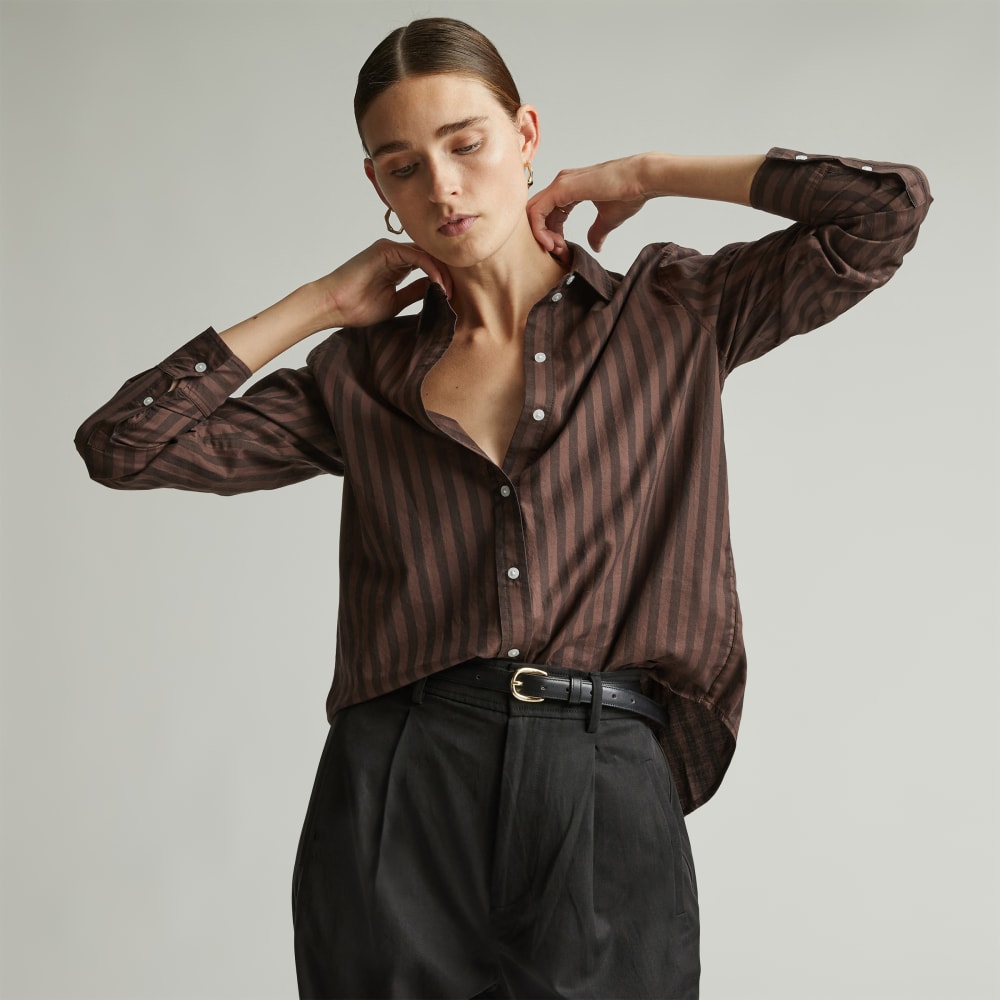 The Must-Have Shirt in Silky Cotton | Chocolate Brown / Black