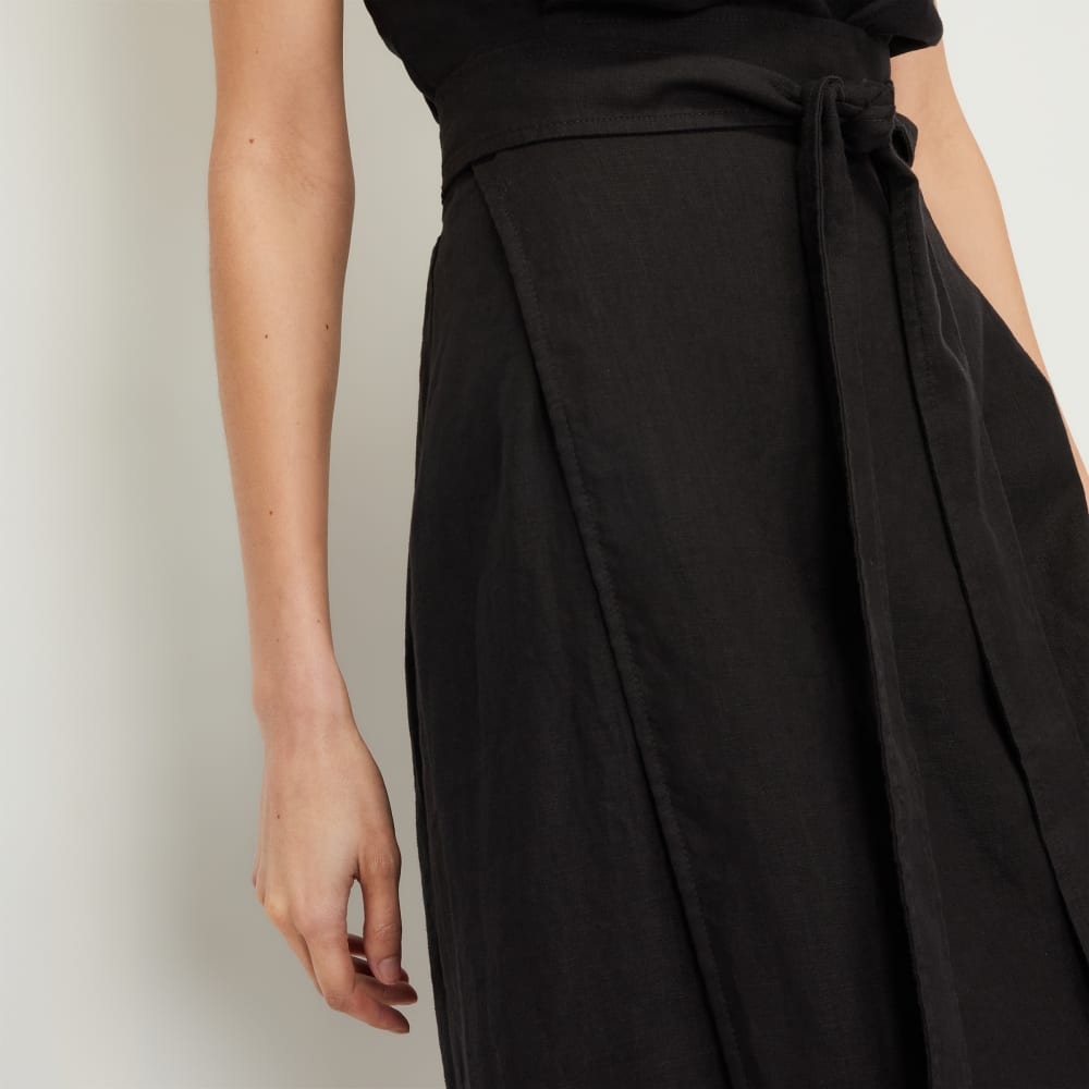 The Linen Wrap Skirt | Black