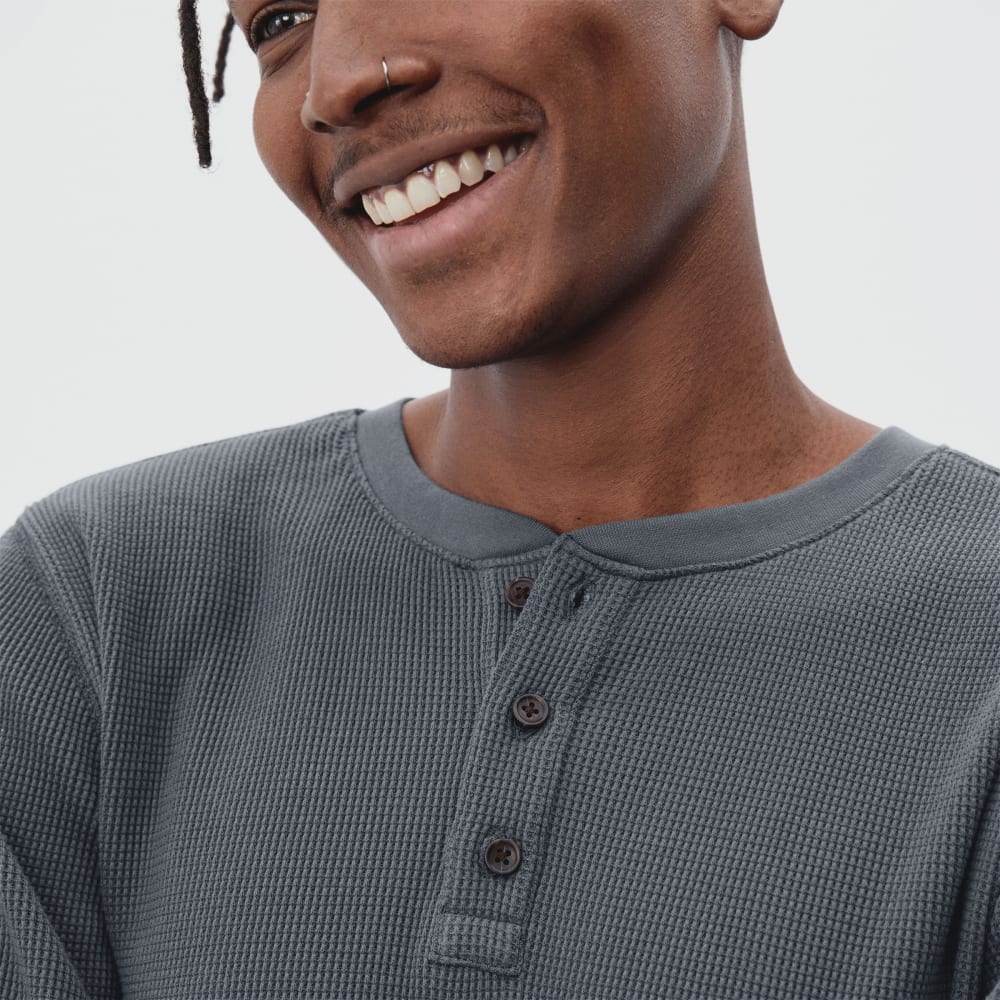The Waffle Long-Sleeve Henley Tee | Slate