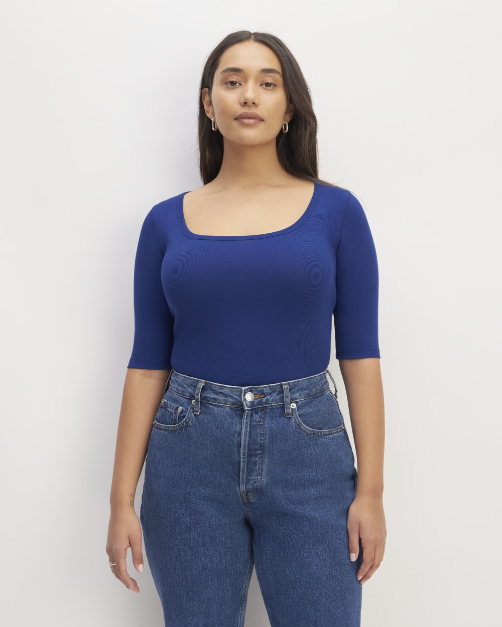 The Luxe Rib Scoop-Neck Tee | Bellwether Blue