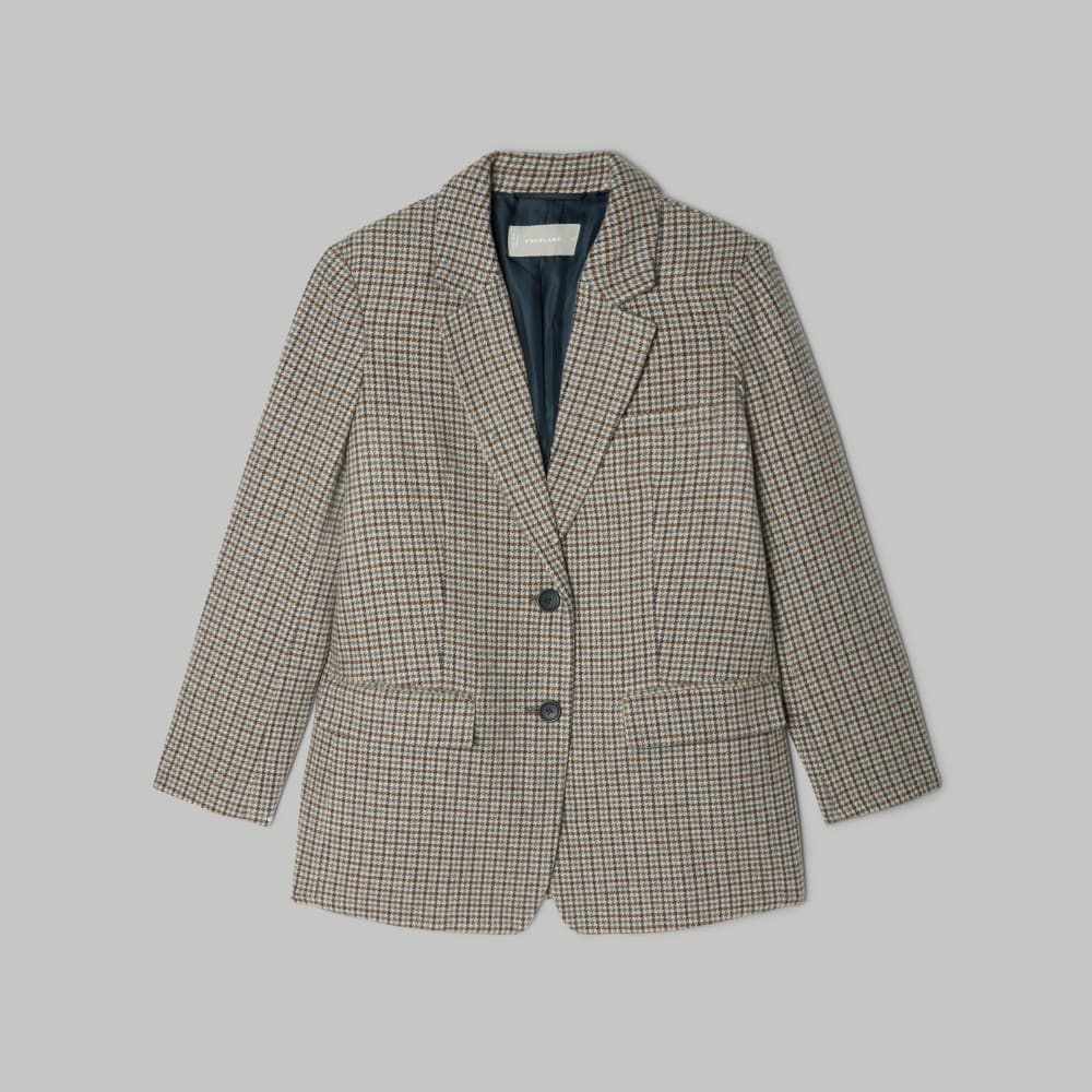 The Oversized Blazer in Wool | Pewter Houndstooth
