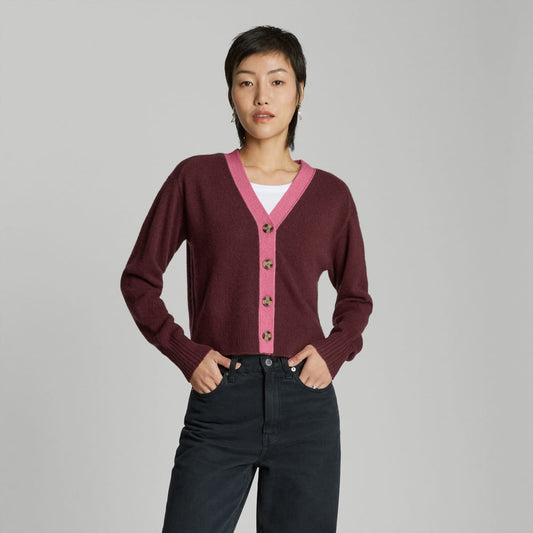 The Cashmere Cardigan | Tawny Port / Bubblegum