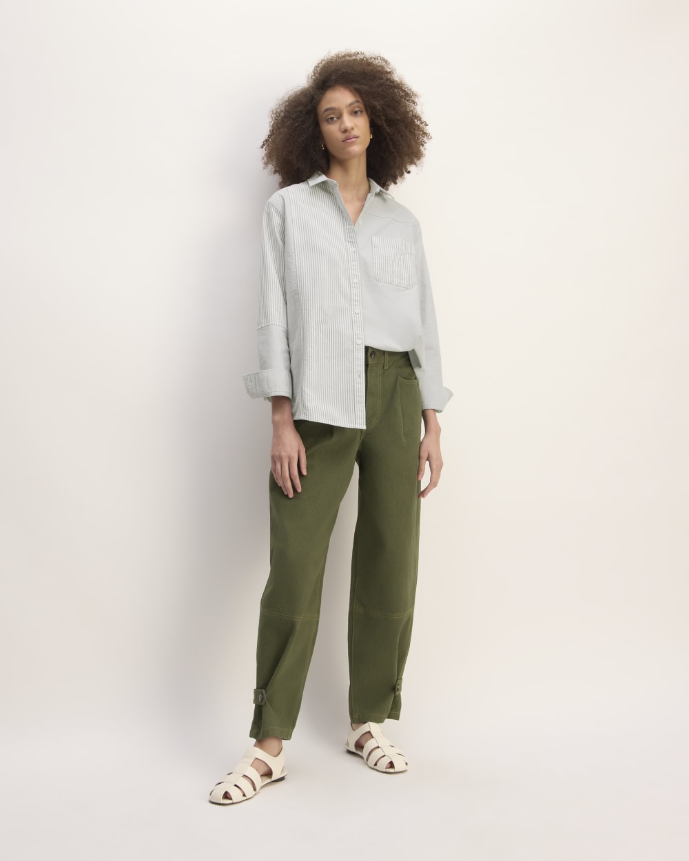 The Everlane x Marques' Almeida Patchwork Relaxed Shirt | Grey Stripe Patchwork