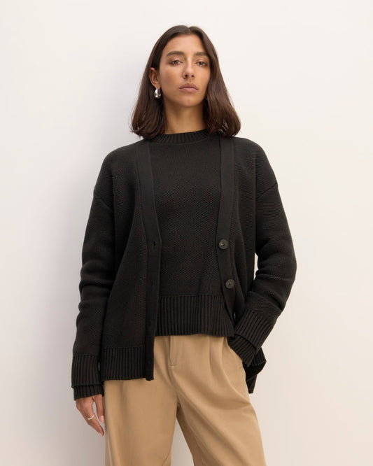 The Cotton Honeycomb Cardigan | Black