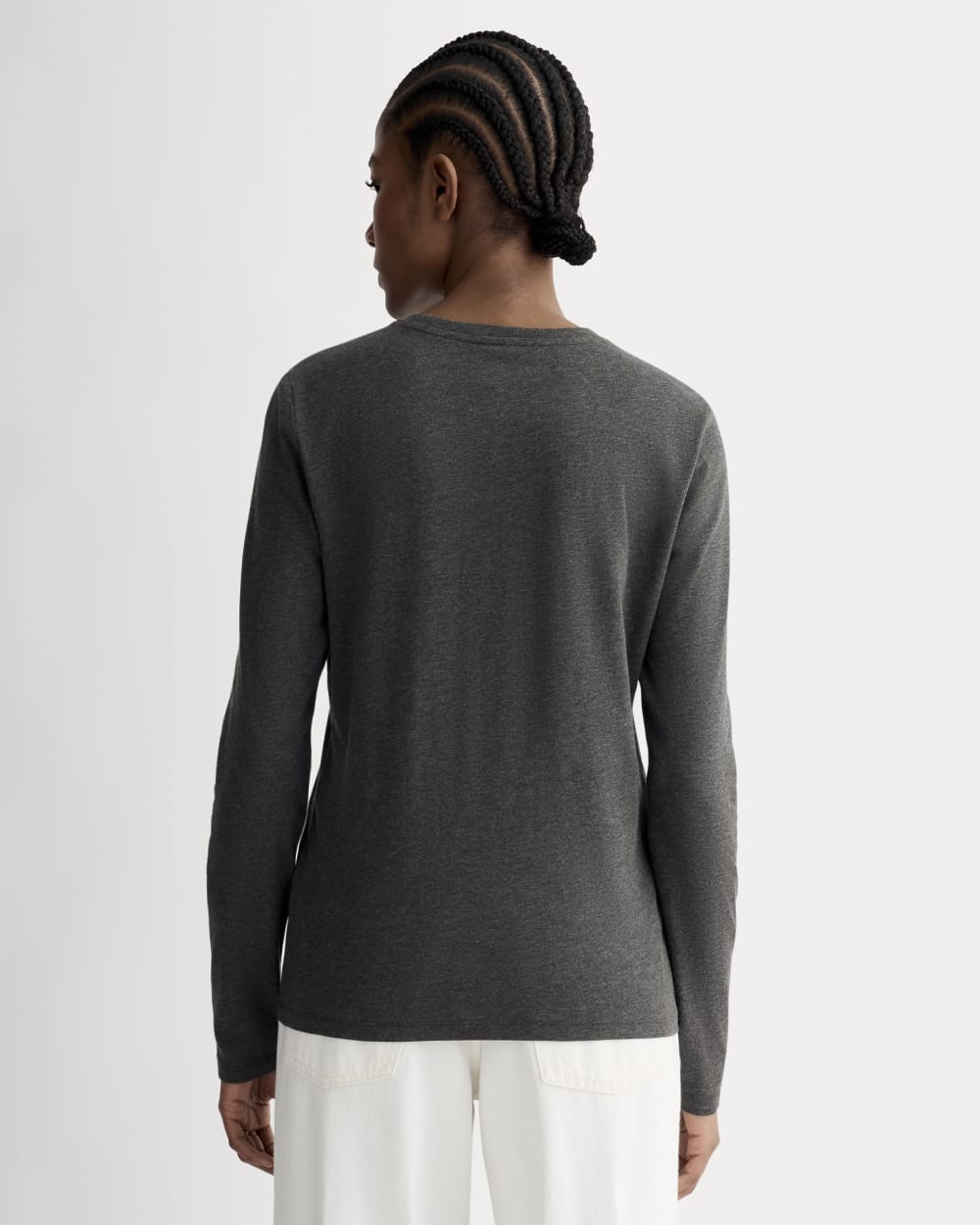 The Slim Long-Sleeve Crew in Essential Cotton | Heathered Soot