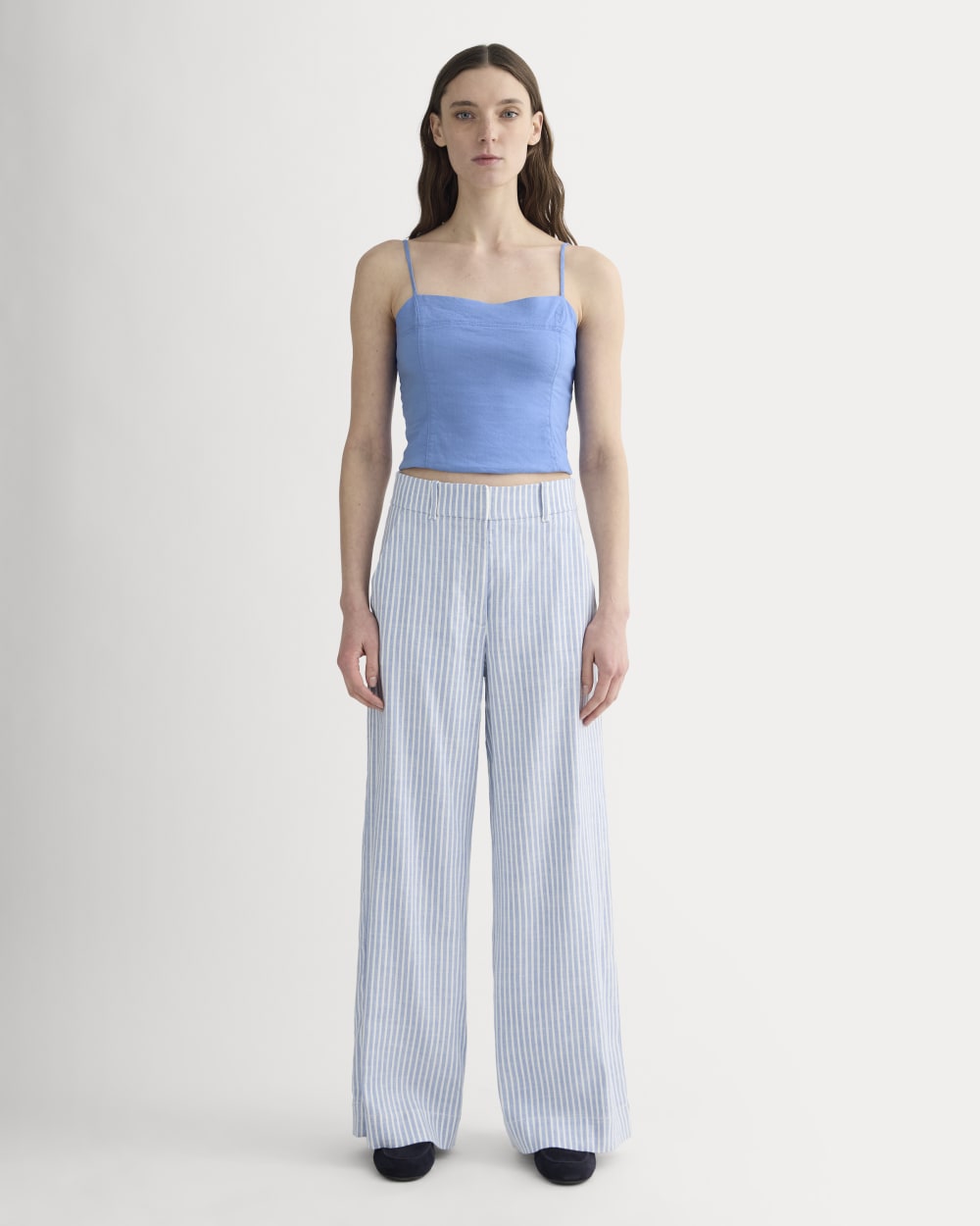 The Seamed Top in Stretch Linen | Bluebell