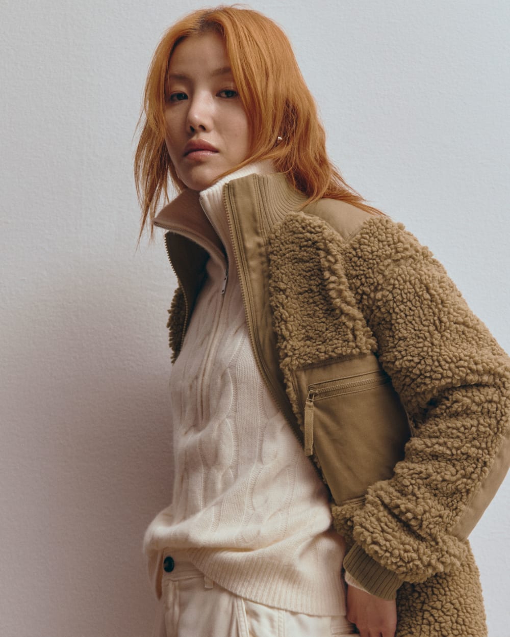 The Cable Half-Zip in Luxe Merino | Bone