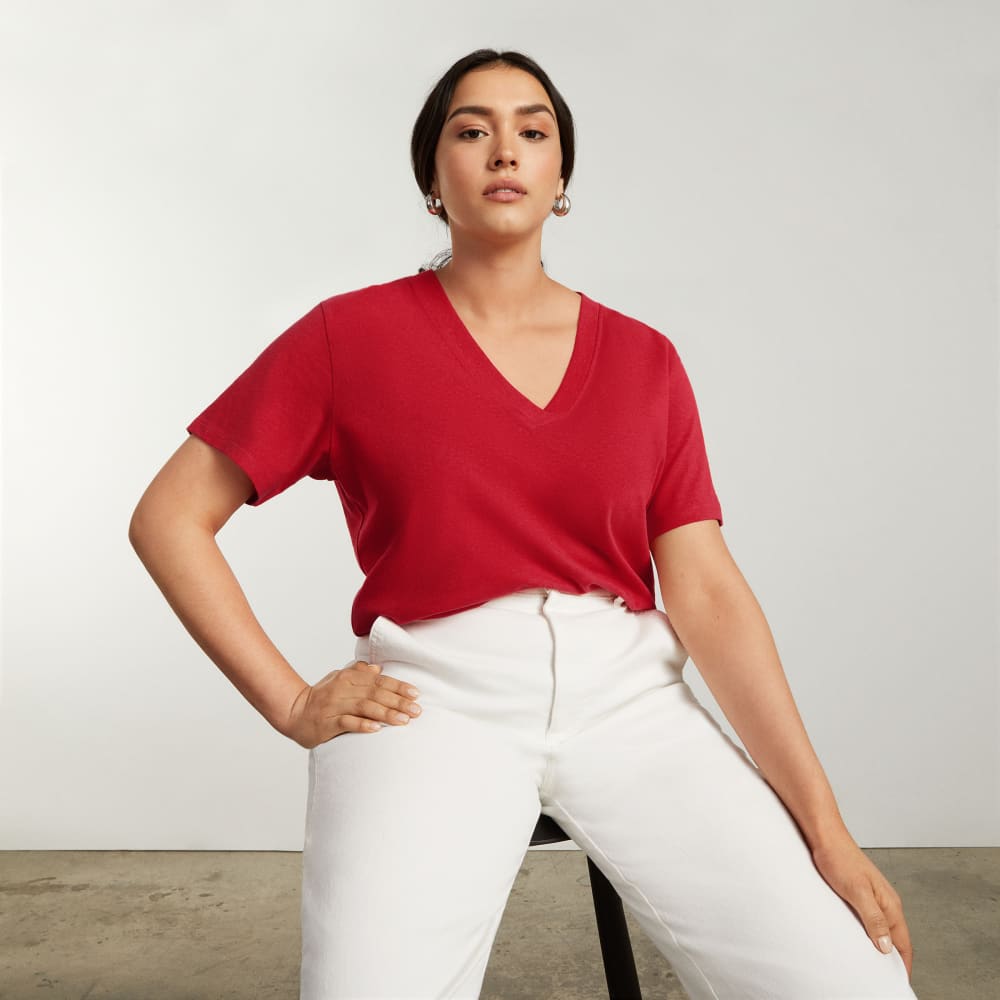 The Vintage V-Neck Hemp Tee | Goji Berry