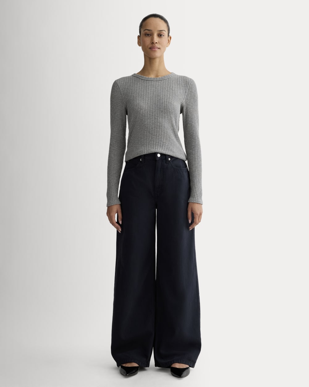 The Cozy Rib Long-Sleeve Tee | Mid Heather Grey