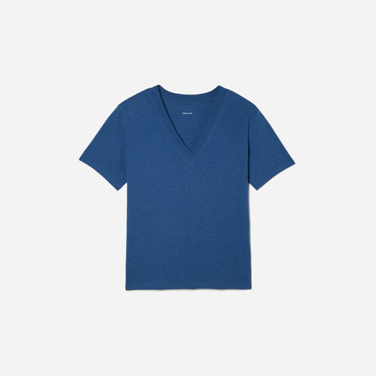 The Vintage V-Neck Hemp Tee | Deep Blue