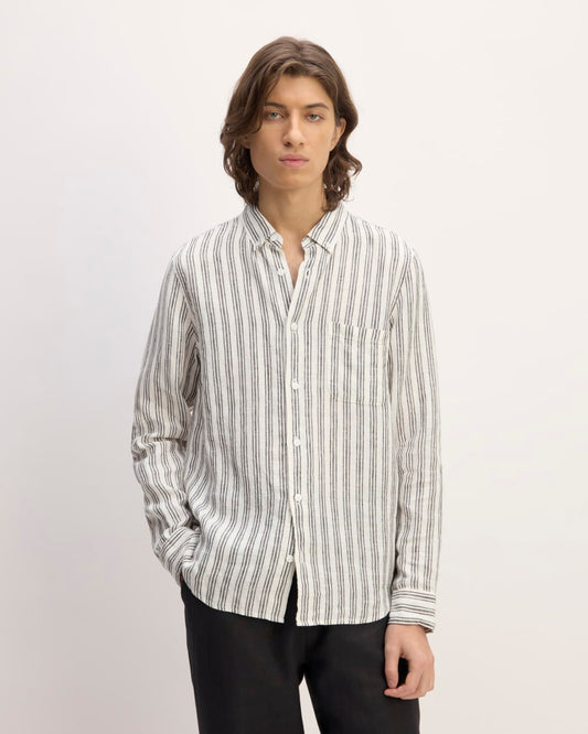 The Classic Shirt in Linen | Bone / Black