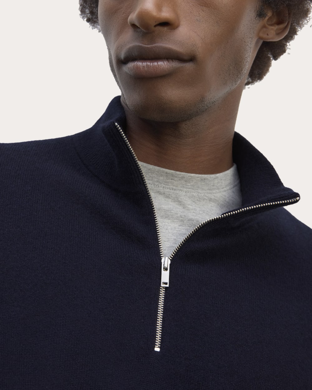 The Quarter-Zip in Cashmere |  Navy