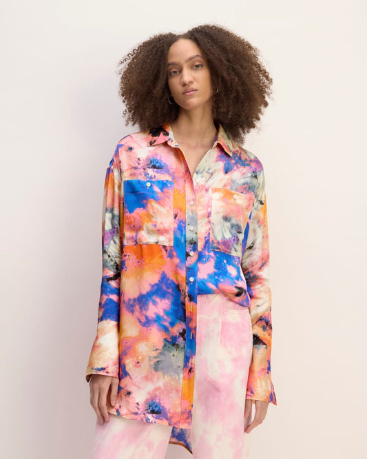 The Everlane x Marques' Almeida Satin Tie-Dye Shirt | Multi Tie-Dye