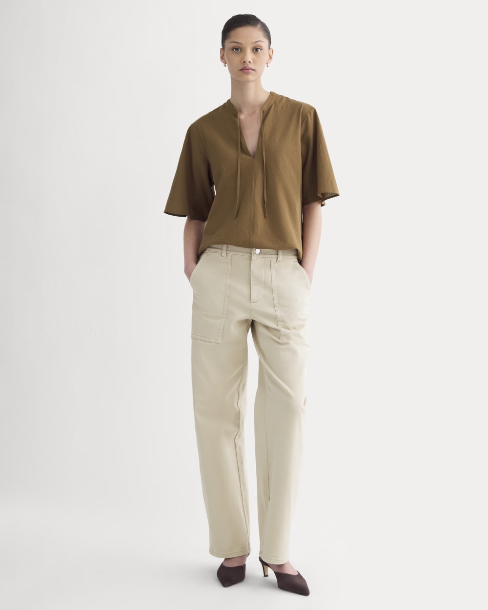 The Gauze Tie-Front Shirt | Toffee