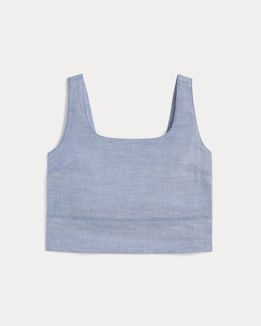 The Square Tank in Stretch Linen | Chambray