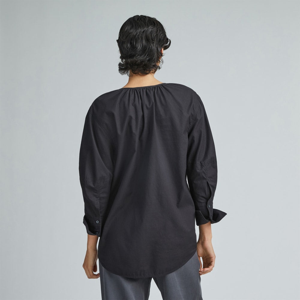 The Silky Cotton Balloon Sleeve Top | Black