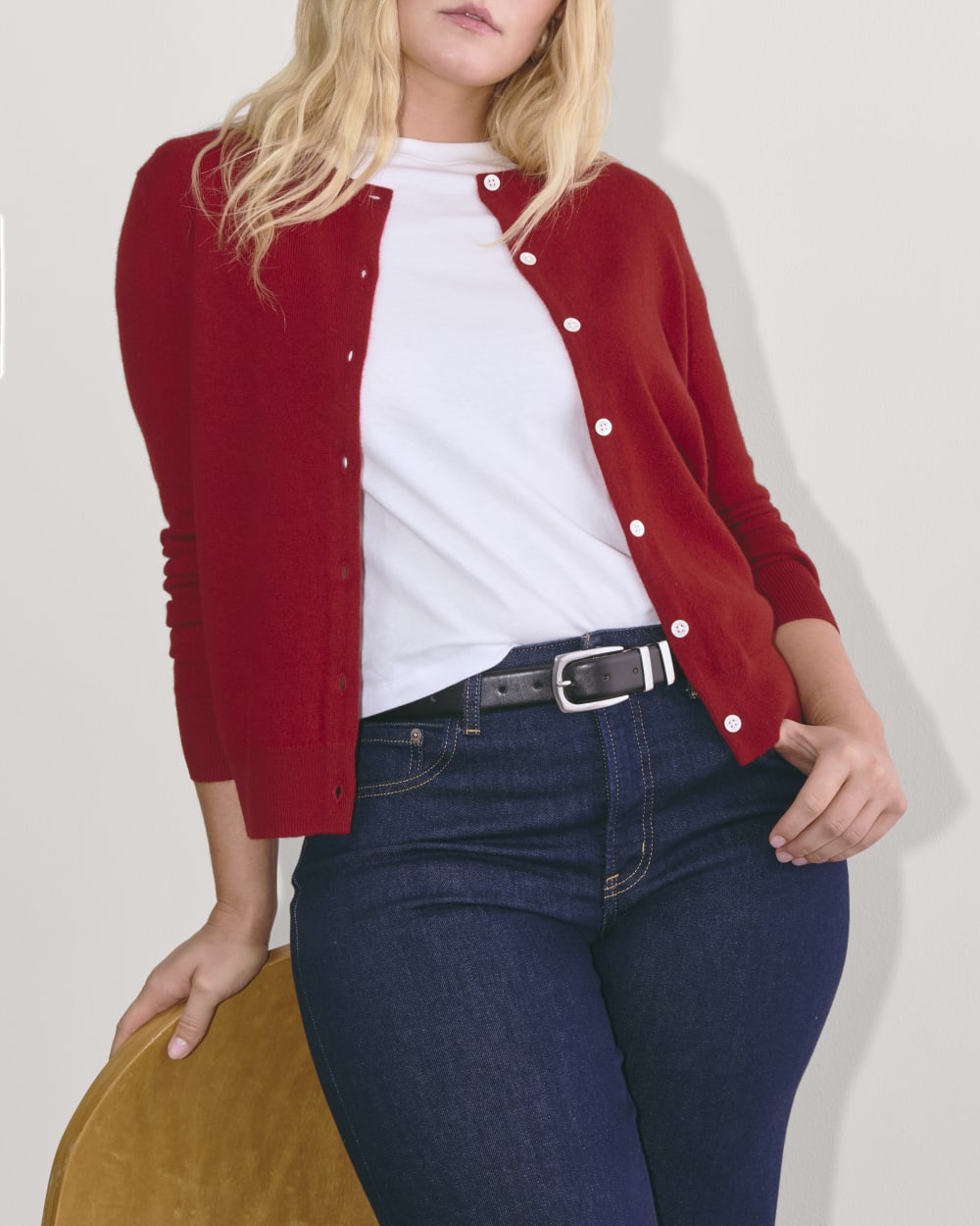 The Classic Cardigan in Cashmere | Berry Red