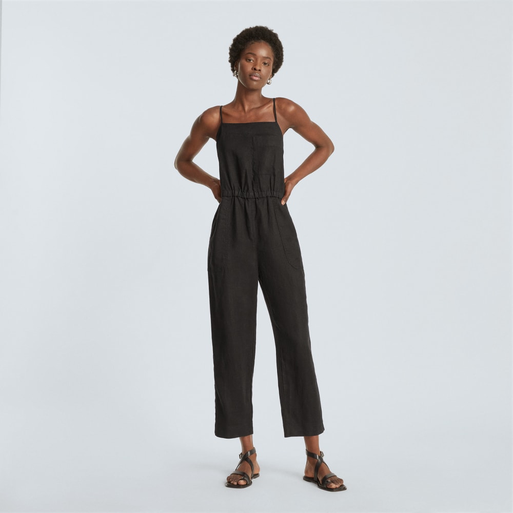 The Linen Shoestring Jumpsuit | Black