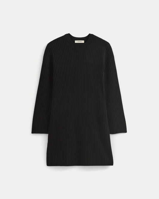 Cashmere Long-Sleeve Mini Dress | Black