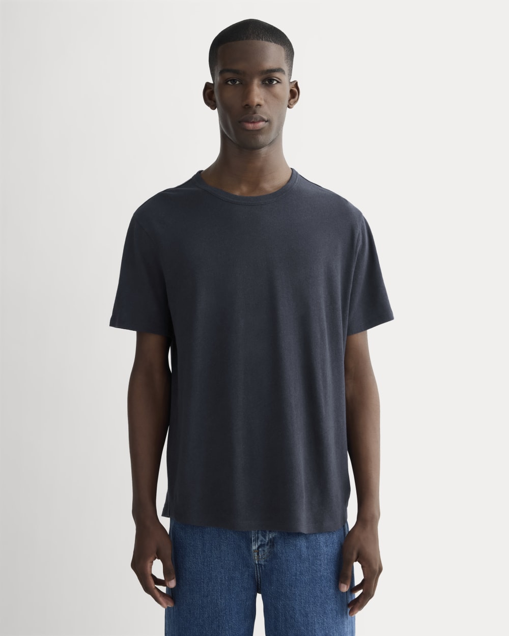 The Cotton Linen Tee | Navy