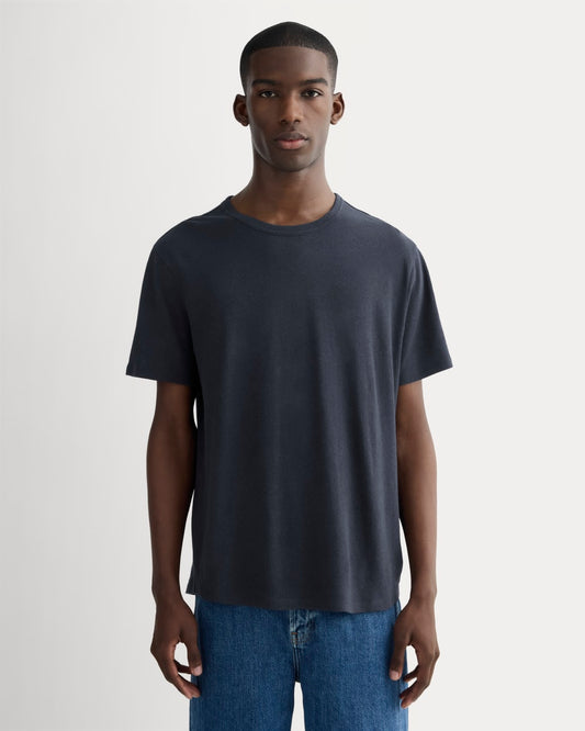 The Cotton Linen Tee | Navy