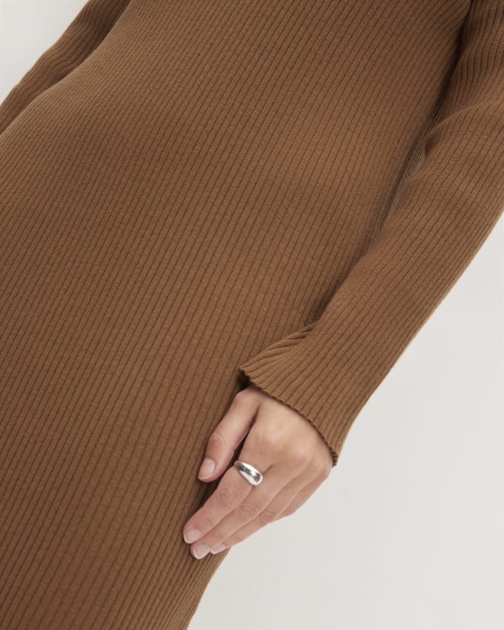 The Cotton-Merino Turtleneck Dress | Rich Camel