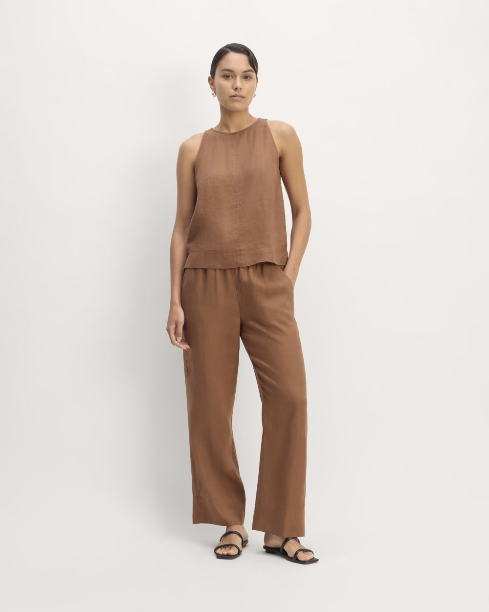The Linen Easy Pant | Carob Brown