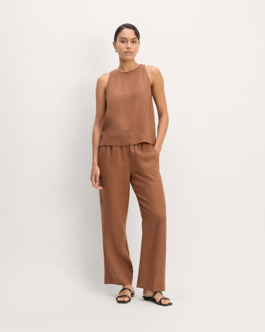 The Linen Easy Pant | Carob Brown