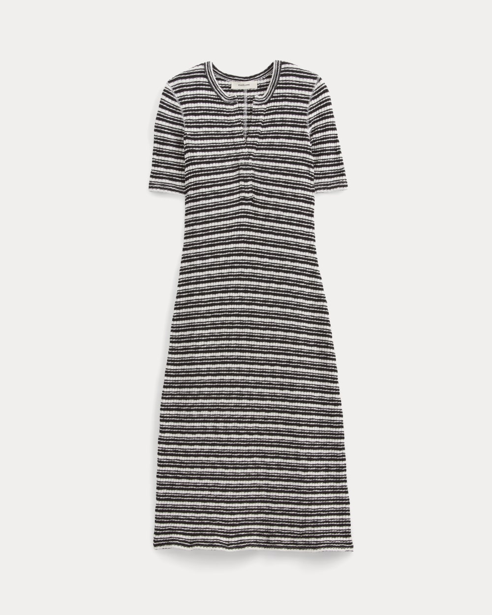 The Rib-Knit Henley Dress | Bone / Black
