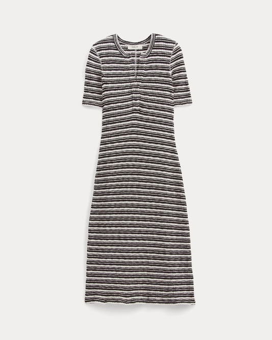 The Rib-Knit Henley Dress | Bone / Black