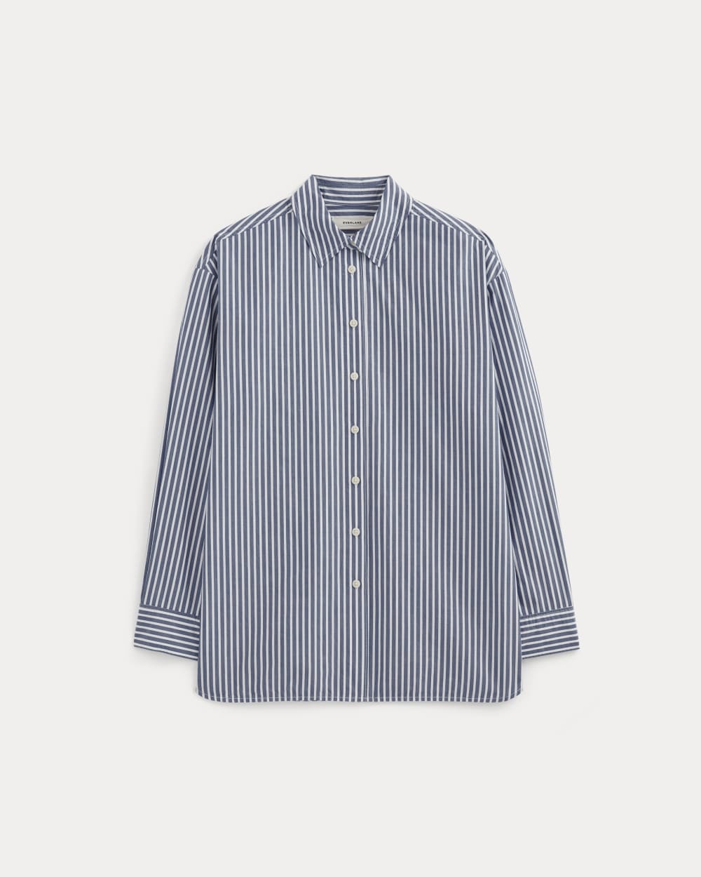 The Boyfriend Shirt in Ultrasoft Cotton | Bone / Mazarine Blue