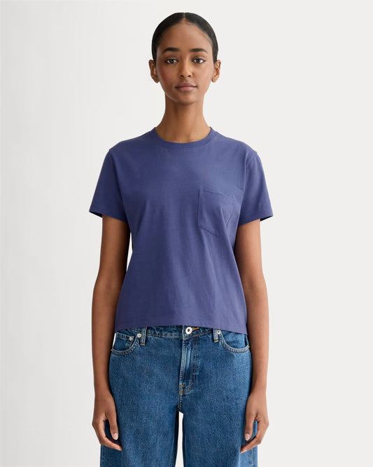 The Box-Cut Tee in Essential Cotton | Deep Cobalt | Pocket