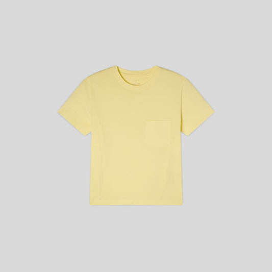 The Box-Cut Tee in Essential Cotton | Pale Yellow | Pocket