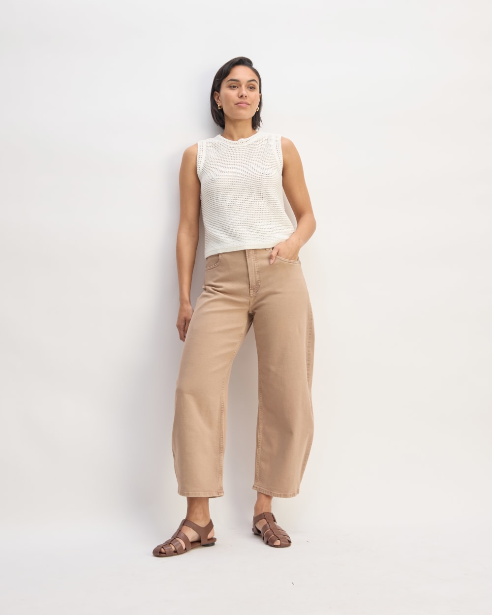 The Organic Cotton Open-Stitch Tank | Bone