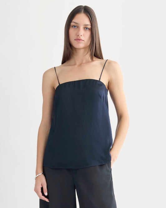 Thin Strap Cami in Silk Charmeuse | Navy