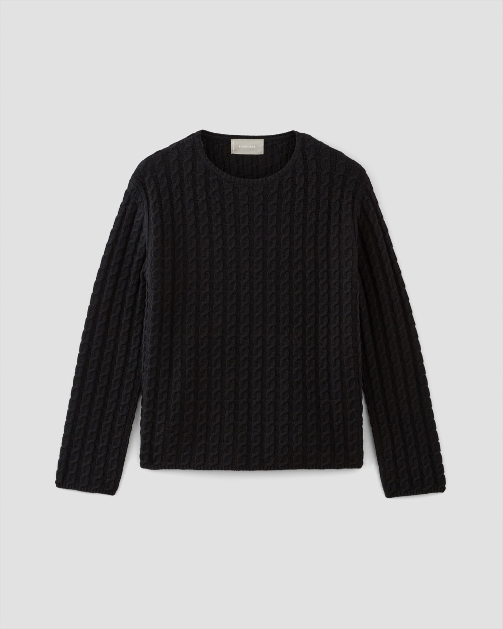 The Cotton Merino Cable Crew | Black