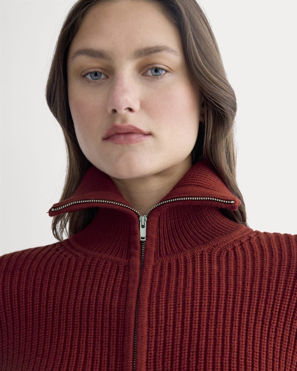 The Full-Zip Sweater in Everyday Cotton | Merlot