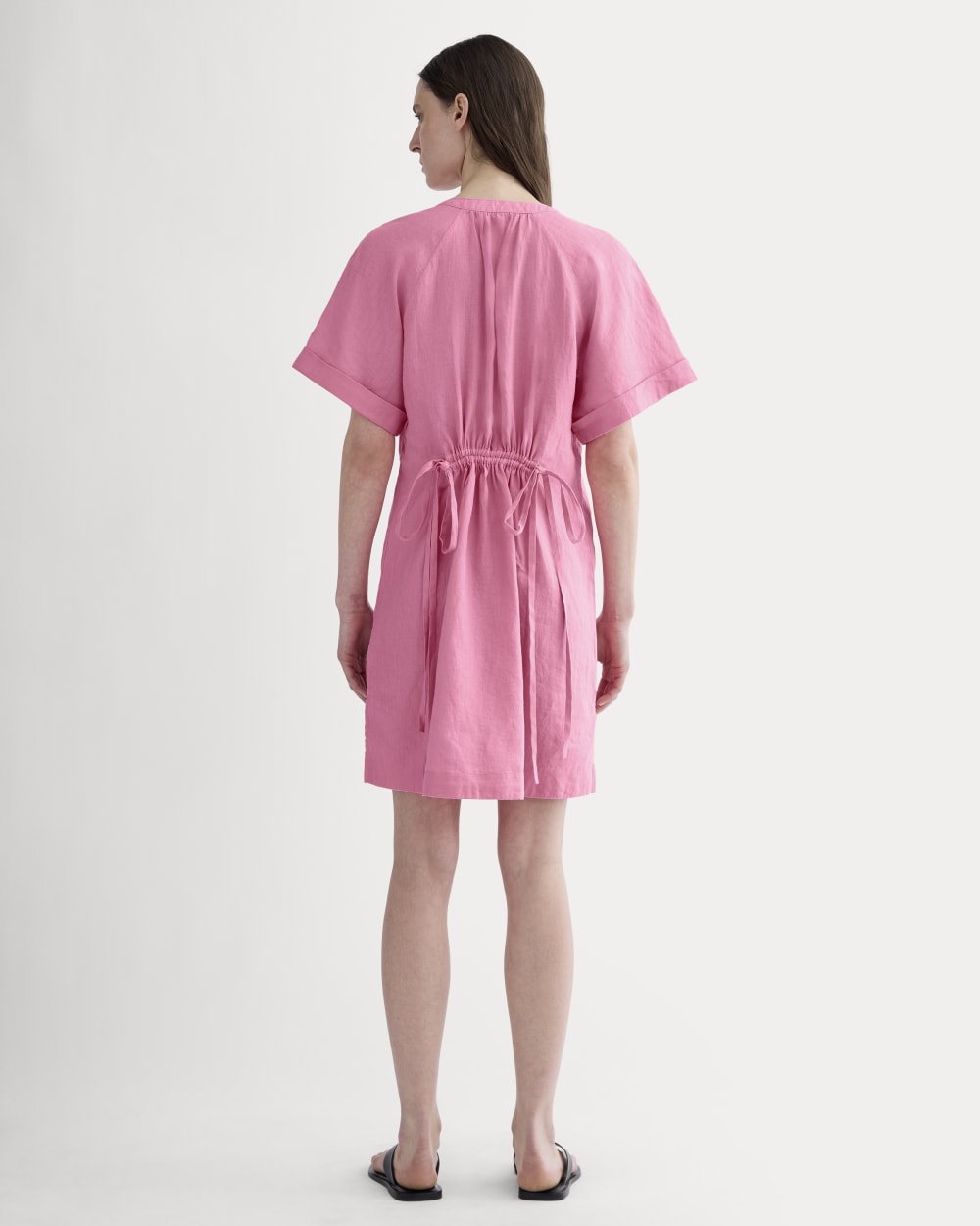 The Popover Dress in Linen | Deep Pink