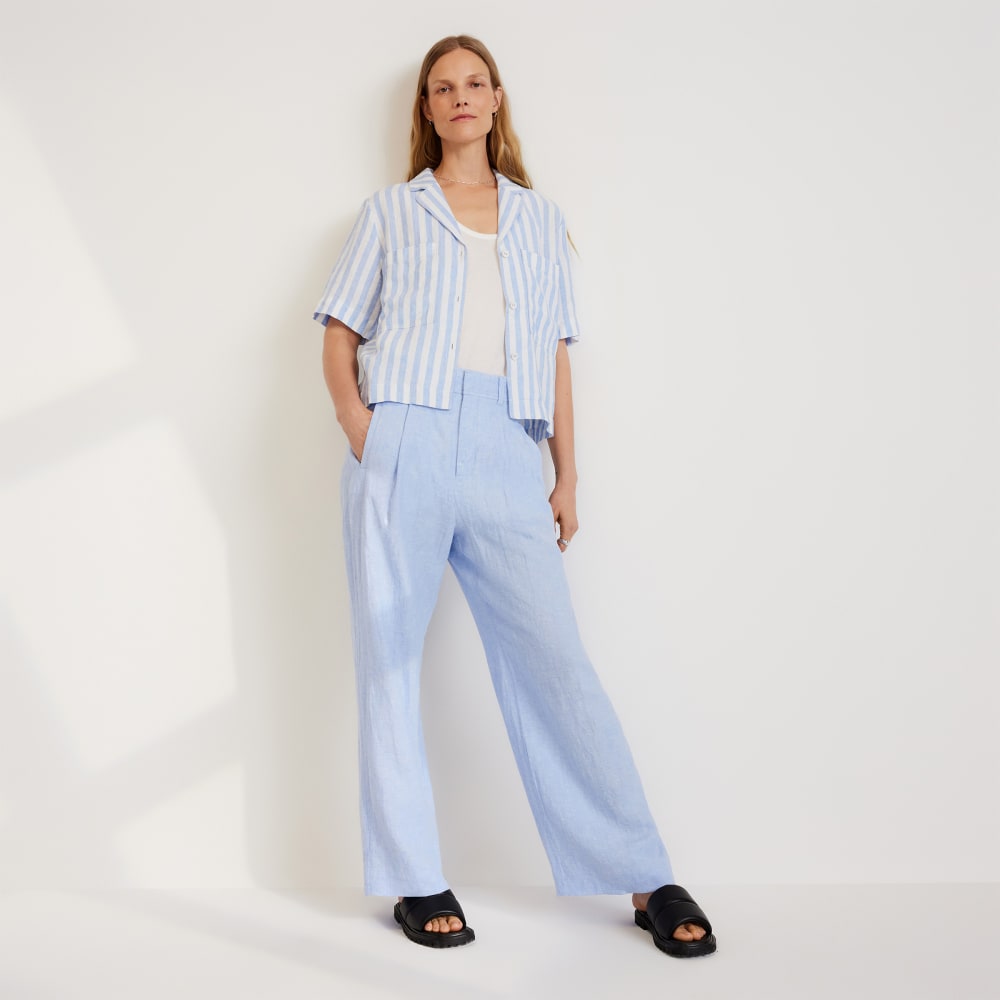 The Linen Workwear Shirt | Blue / White