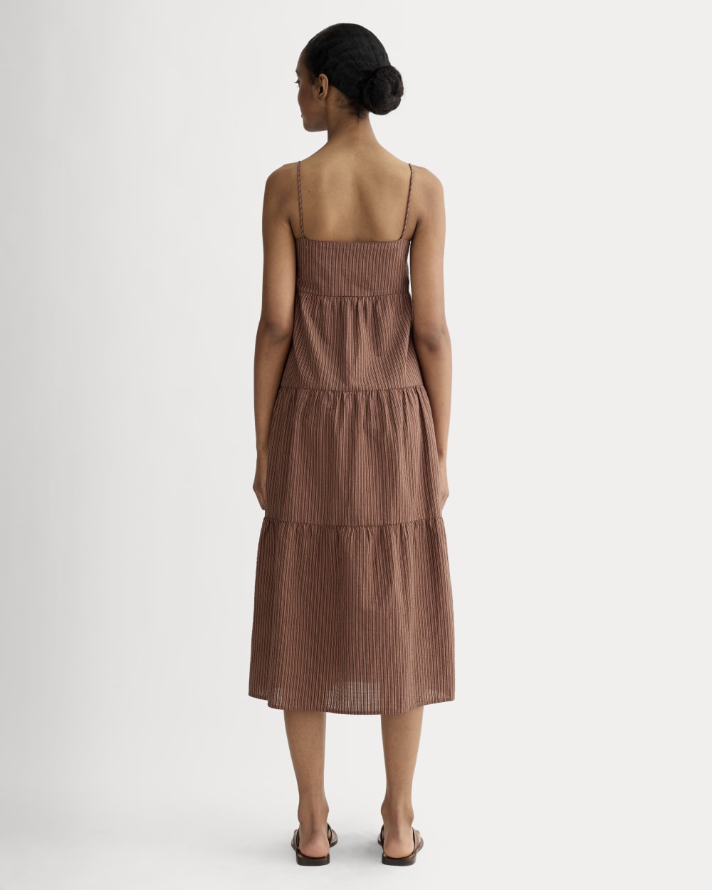 The Gauze Tiered Dress | Carob Brown / Black