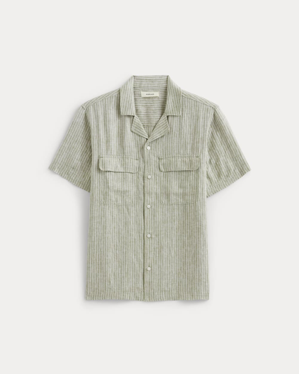 The Resort Shirt in Linen | Oil Green / White