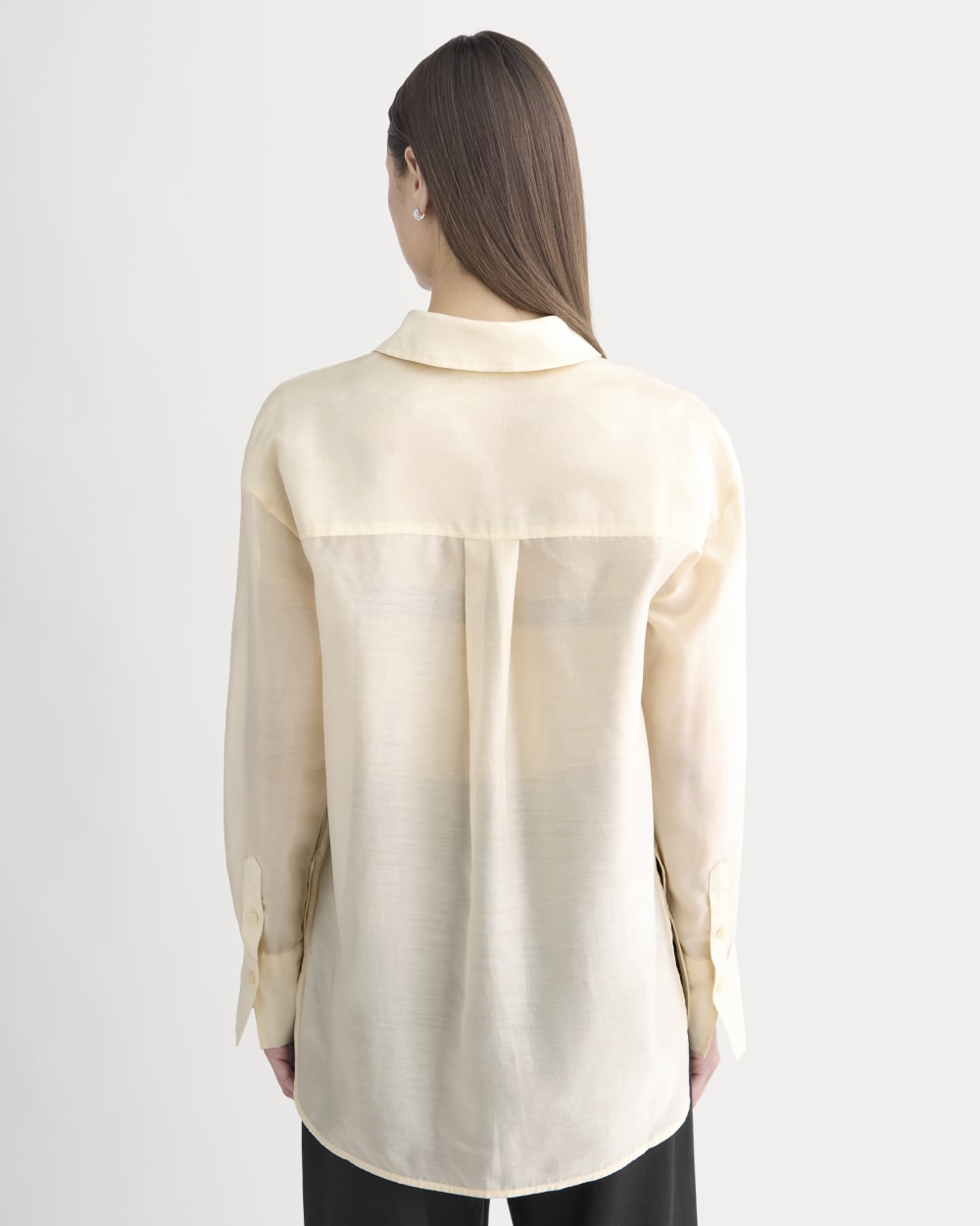 Oversized Shirt in Cotton-Silk Organza | Parchment